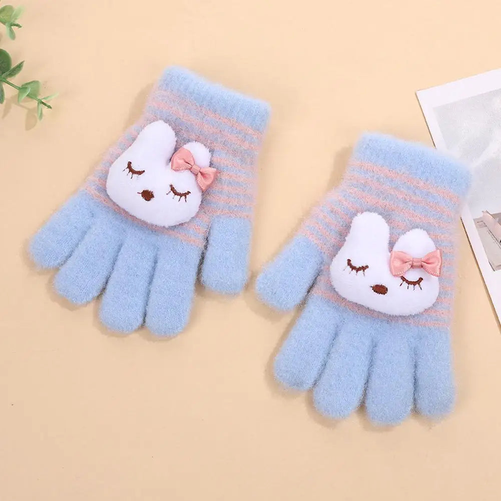 Kids Winter Gloves Thermal Warm Windproof Cartoon Animal Mittens for Boys Girls Children Outdoor Skiing Full-Finger Gloves