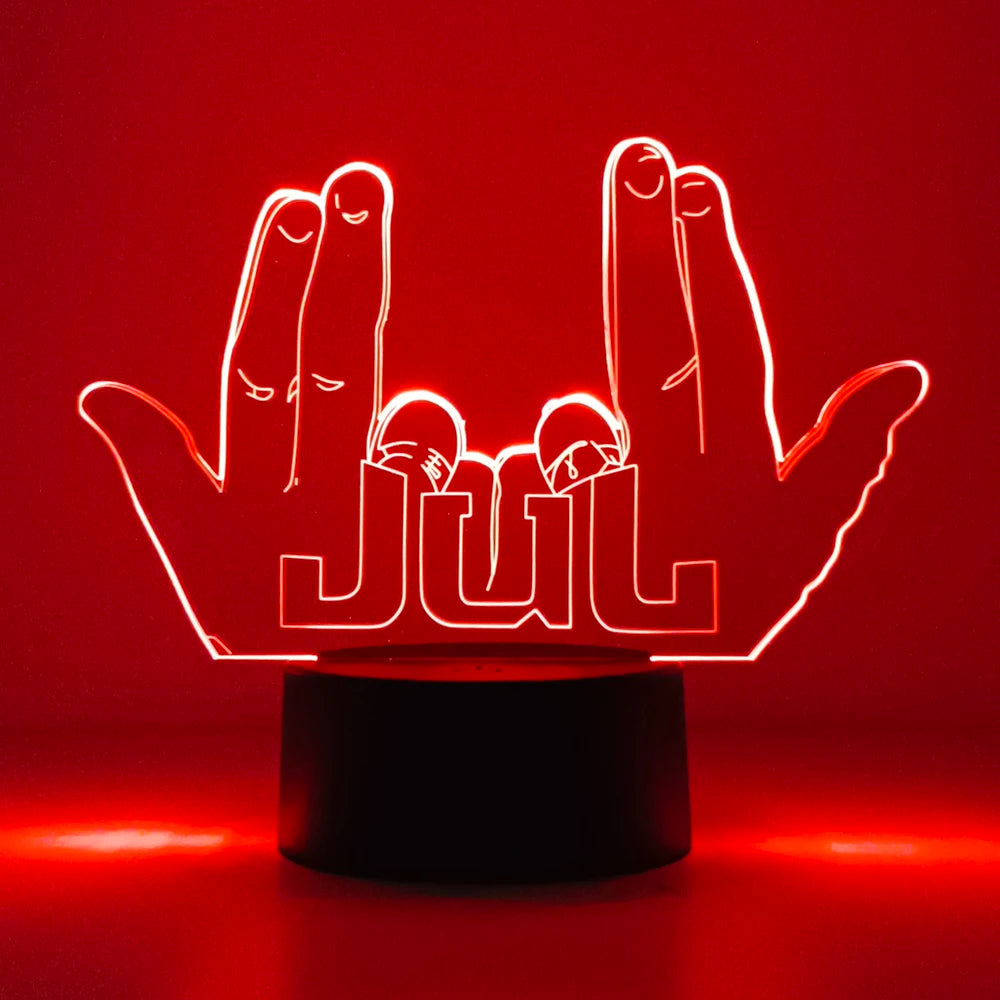 3D Rap singer Julien Mari gesture logo Night Light with Remote Control Room Decor Lamp Birthday Valentine's Day Christmas Gifts