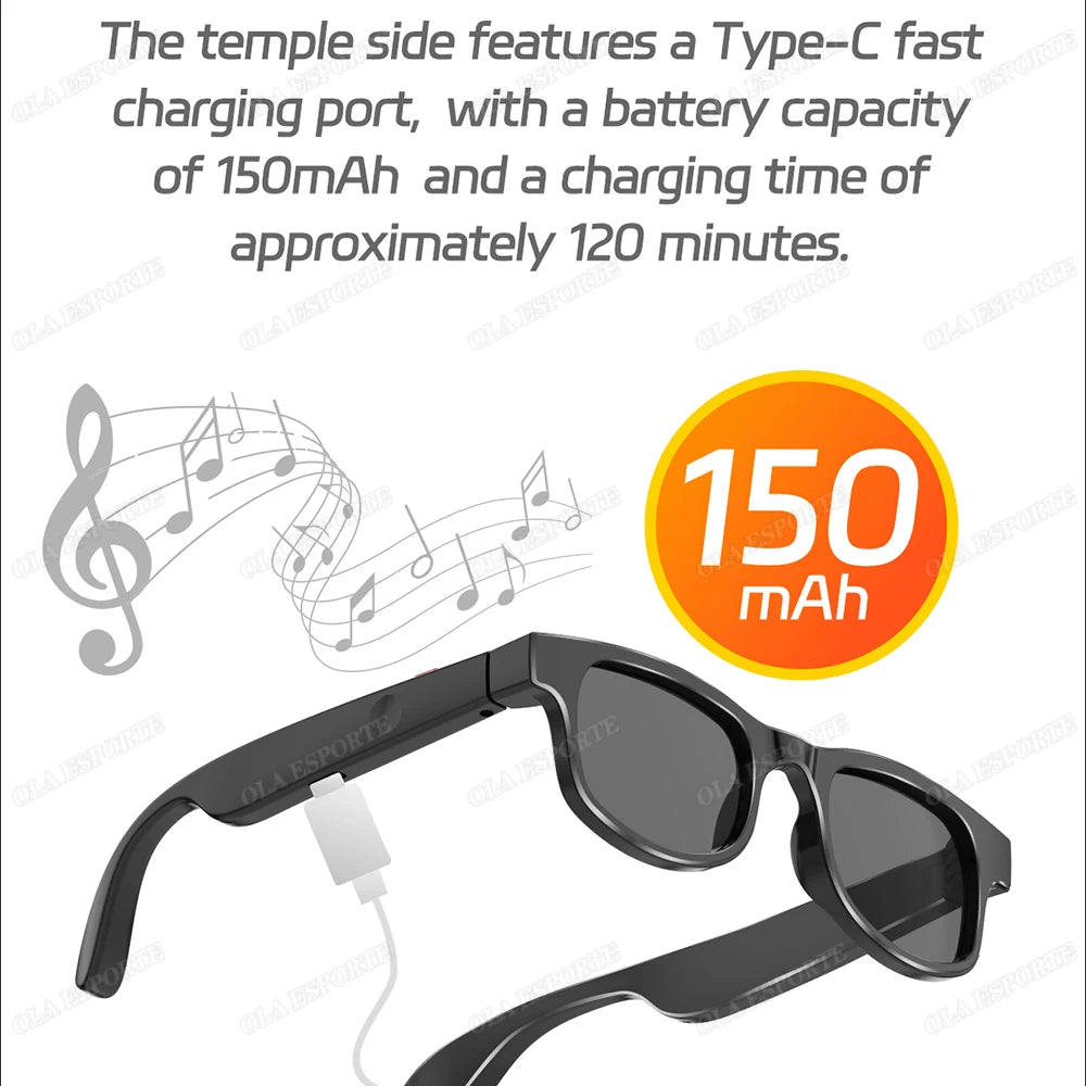 AI Smart Glasses Anti Blue Light Bluetooth 5.3 Wireless Call Music Playback Voice Assistant Amart Glasses Waterproof Sunglasses