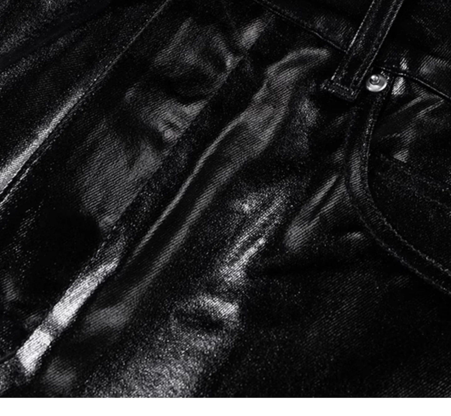 PFNW New Spring Men's Jeans Loose Wide Leg Coating Glossy Patent Leather Straight Male Denim Pants Niche Style 2025 12C509