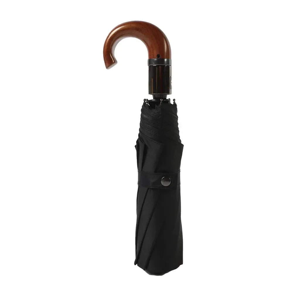 British Style Automatic Umbrella with Wood Handle Business Windproof Large Umbrellas Women 3 Fold Quality Male Parasol Men Gifts