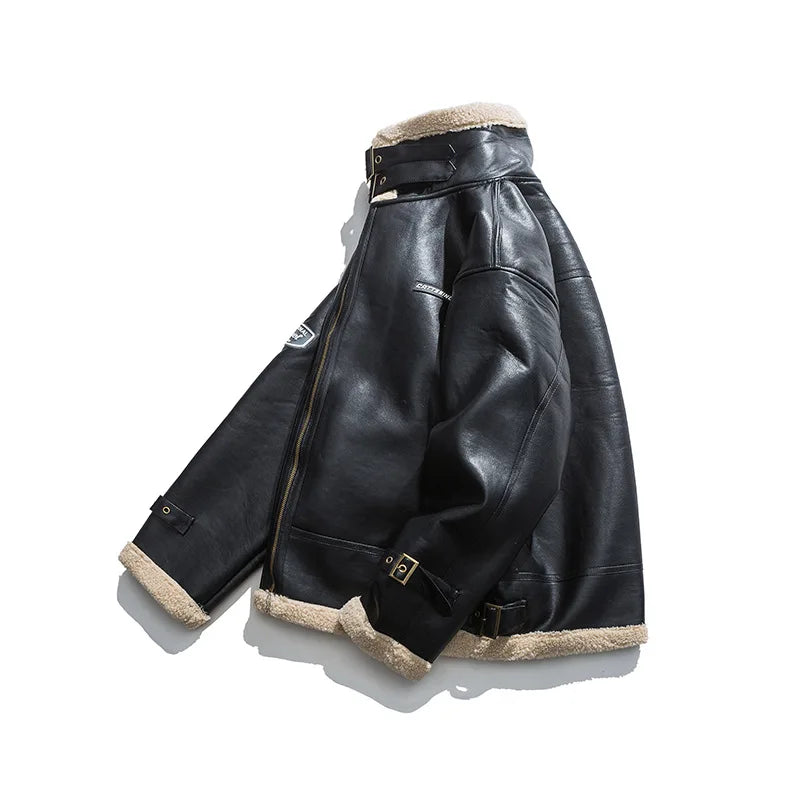 Jackets Man Winter Leather Warm Coats Motorcycle Leather Jacket Velvet Thickened Coat High Brand Street Wear Clothing Men New