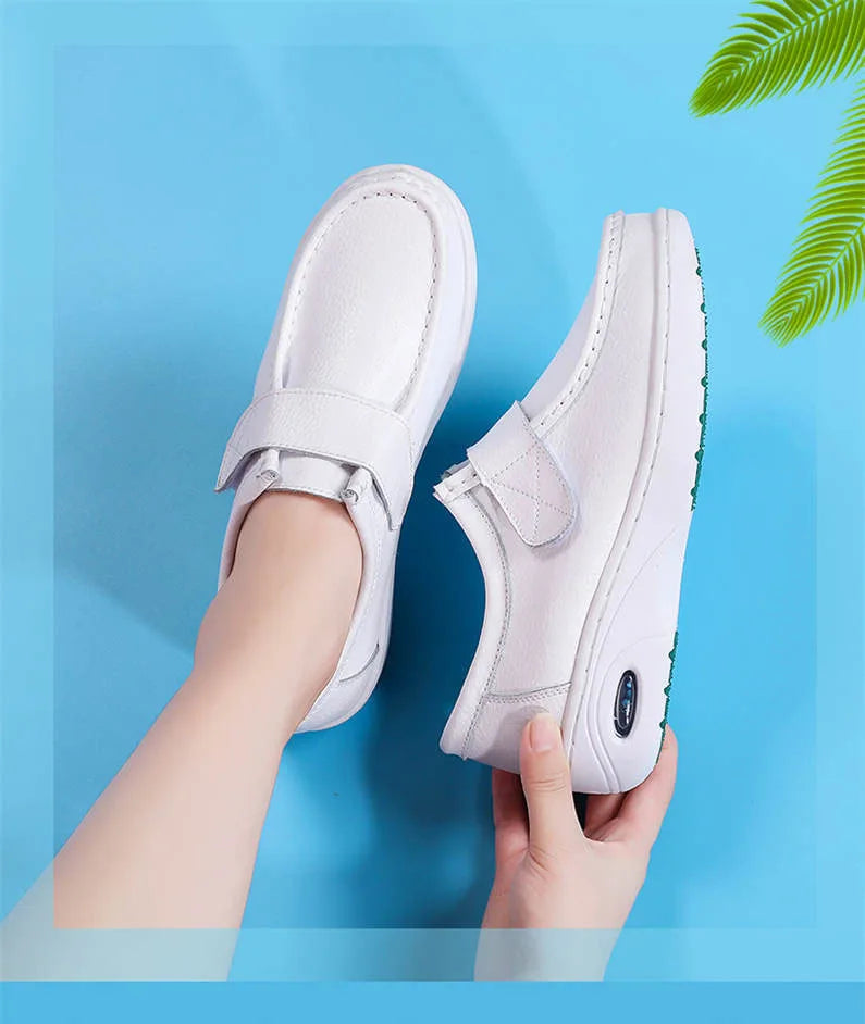 autumn and winter new fashion casual adult women's shoes Nurse shoes white flat leather fashion white  women shoes
