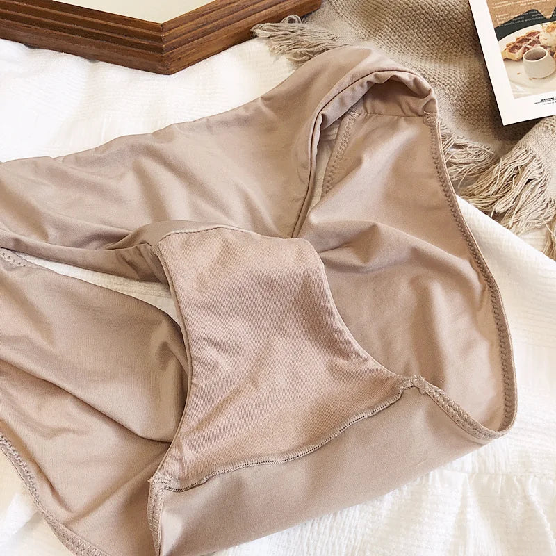 9 Color Women Seamless Panties Sexy Low Waist Milk Silk Comfort Breathable Briefs Buttock Cover Basic Shorts Ladies Lingerie