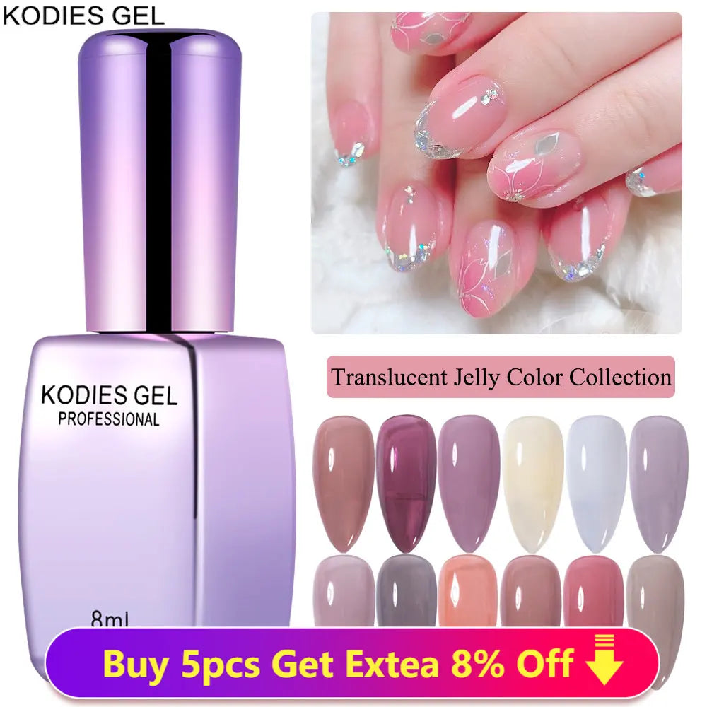 KODIES GEL New Gel Nail Polish 8ML Jelly Autumn Winter UV Semi Permanent Milky White Soft Nail Art Gels Varnish French Manicure
