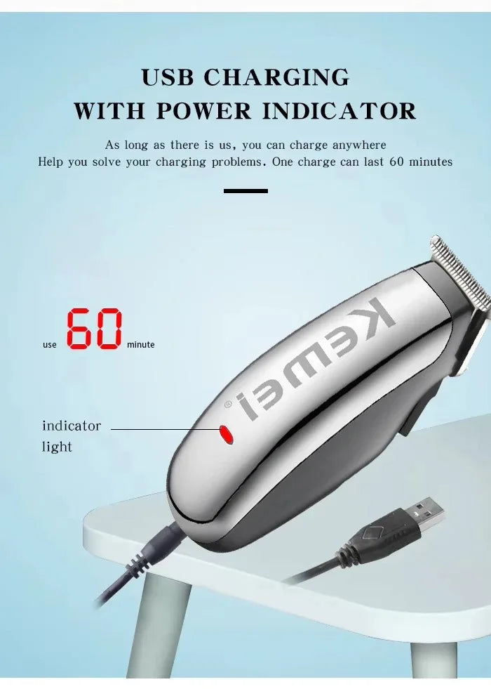 Kemei Mini Electric Hair Clipper Men's Hair/Beard Trimmers Portable Travel Haircut Machine Rechargeable Carving Clipper KM-666C