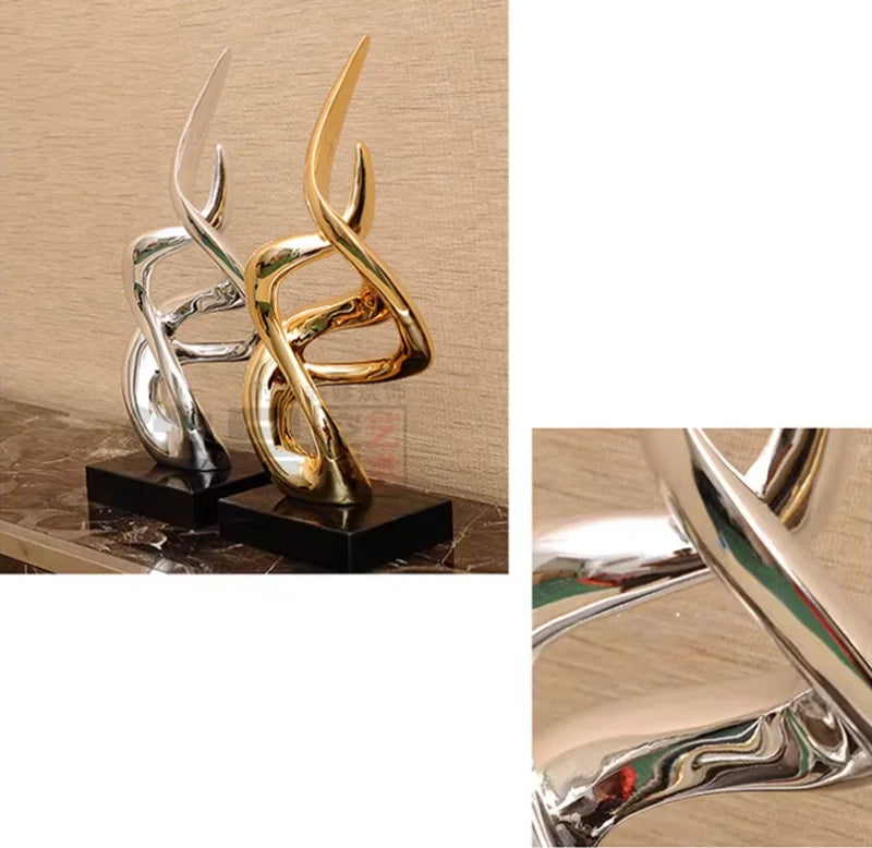 Luxury High-end Resin Electroplating Art Sculpture Decoration Home Room Statue Ornaments Office Hotel Lobby Furnishing Crafts