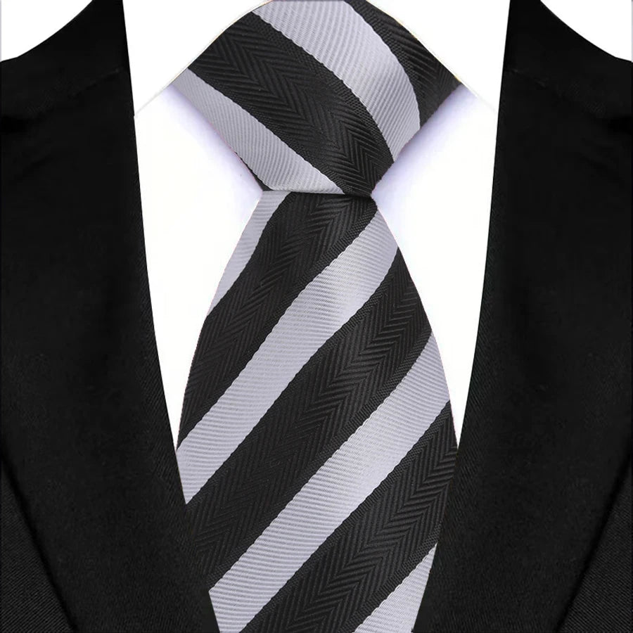 New Men's Tie Classic Stripes 8cm Jacquard Daily Wear Red Blue Green Necktie Cravat Wedding Party Dress Accessories Gift For Man