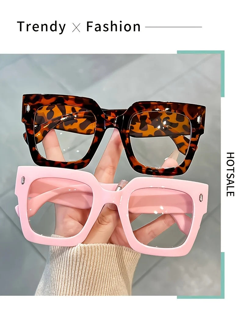 Vintage Glasses Square Full Rim Spectacles Unisex, Anti-Reflective Coating, Fashionable Transparent Lenses, Daily Wear Eyewear