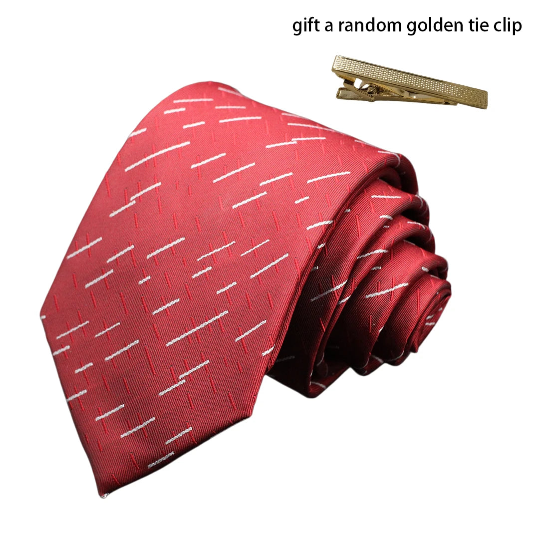 Men's Red Purple Plaid Tie stripe Handmade Woven Fashion Business Tie Geometric Style Polyester Silk Material for Wedding