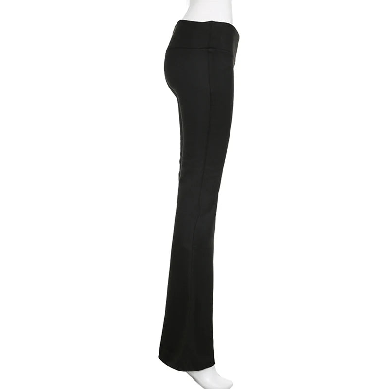 Casual Sexy Basic Solid Flare Pants Y2K Slim Low-Waisted Boot Cut Pants Women 2024 Autumn Spring Fashion Streetwear Lady