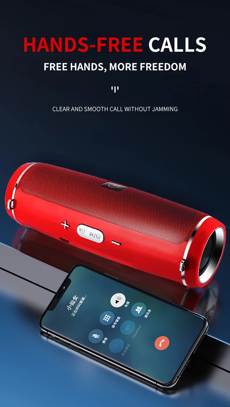 Portable Wireless Bluetooth Speaker 3D Stereo Surround Speaker Outdoor FM Radio Multifunctional Pillar Waterproof TWS Subwoofer