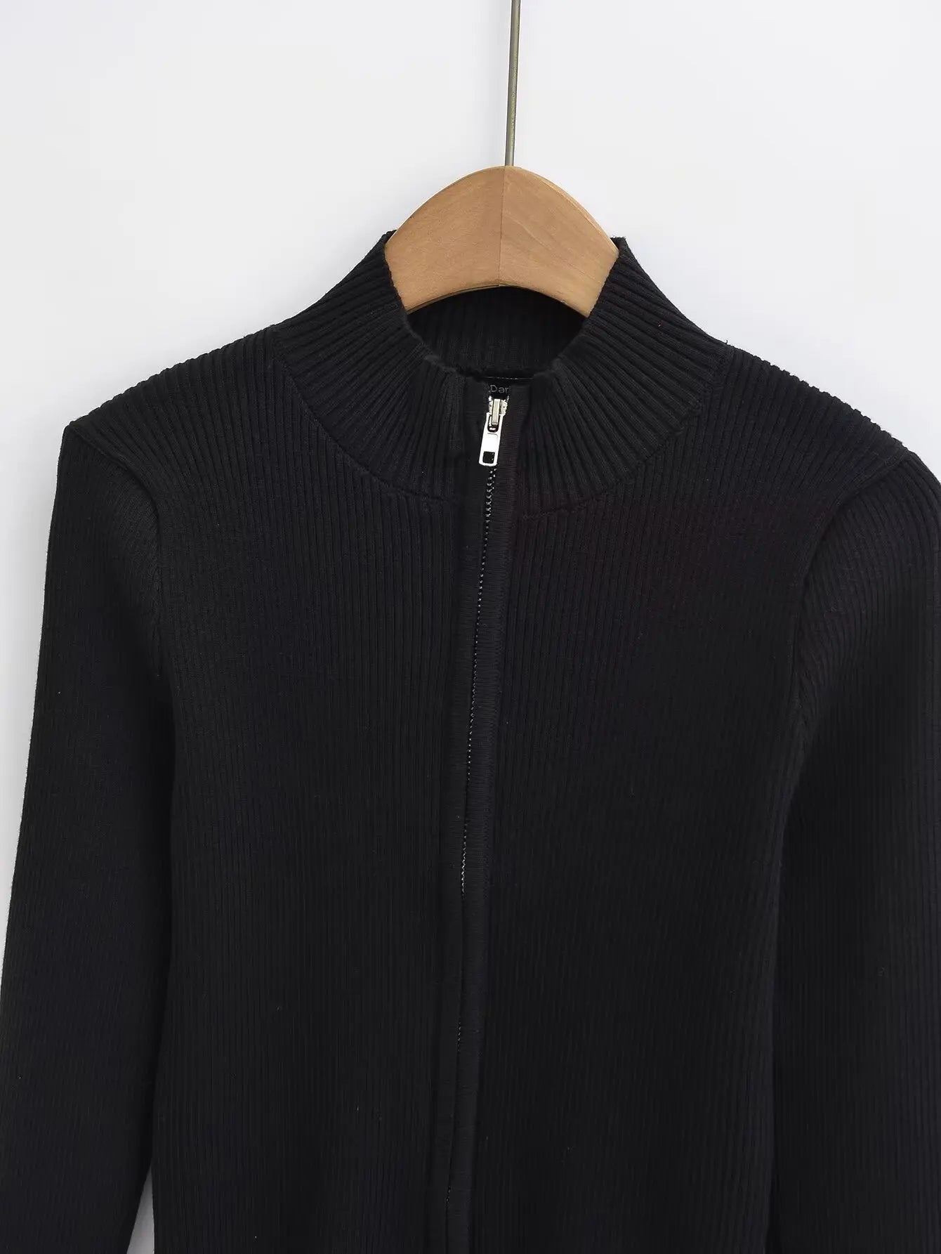 Slim Fit American Style Knitted Cardigan Women's Double Zipper Open Front Pure Desire Autumn Fashion Outerwear BM Style