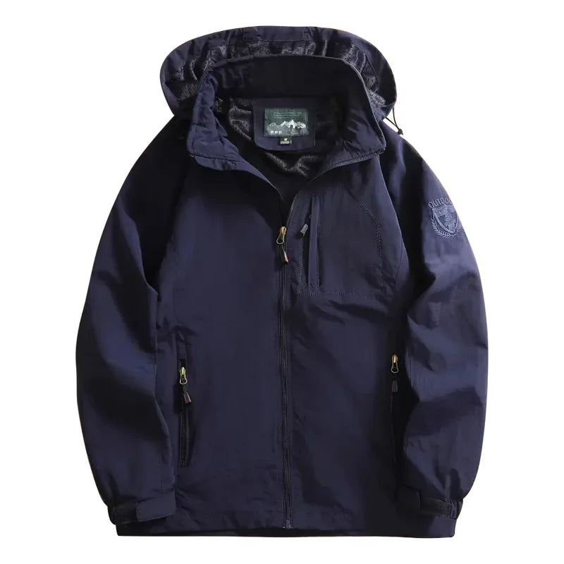 Men's Jacket Spring and Autumn Three Proof Fashion Casual Loose Hooded Professional Outdoor Windproof Windbreaker Coat