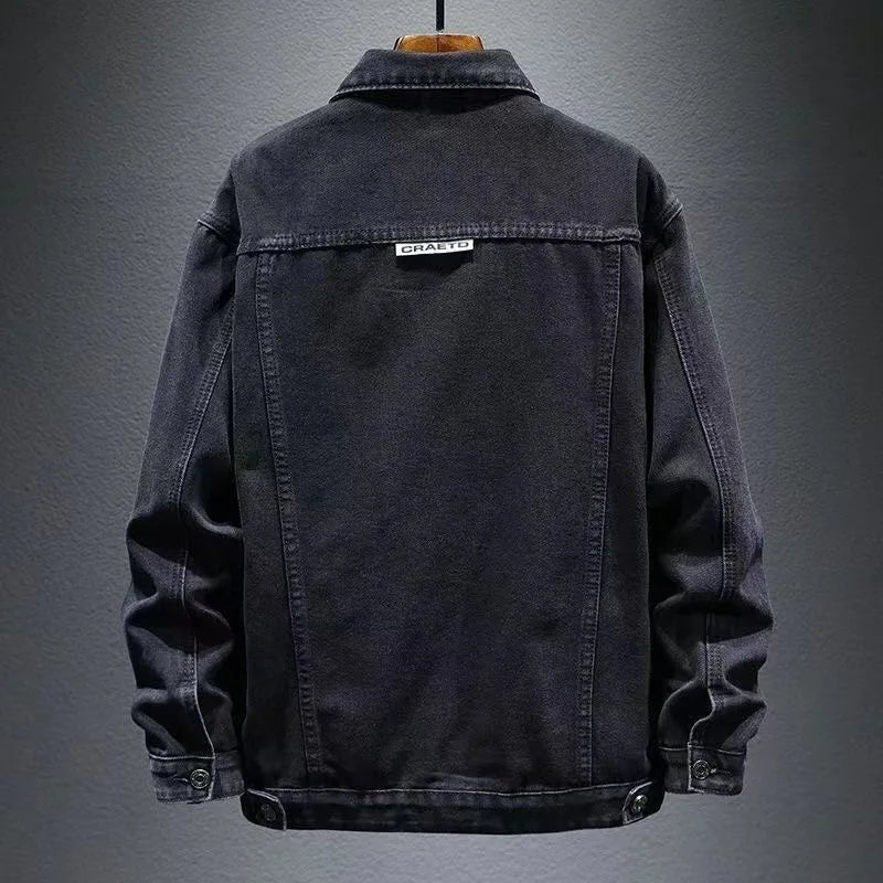Sli American Retro Workwear Denim Jaet Men Trendy Loose Versatile Jaet Men Spring Autumn Loose Fit Youthful Energy