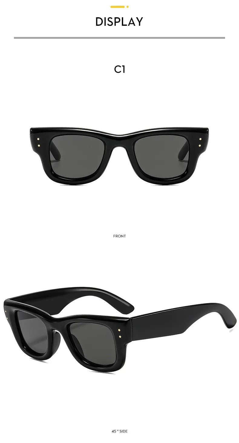 Fashion Vintage Square Rice Nail Women's Sunglasses Classic Punk Men Sunglass Outdoor Driving Travel Eyewear Female UV400 Lentes