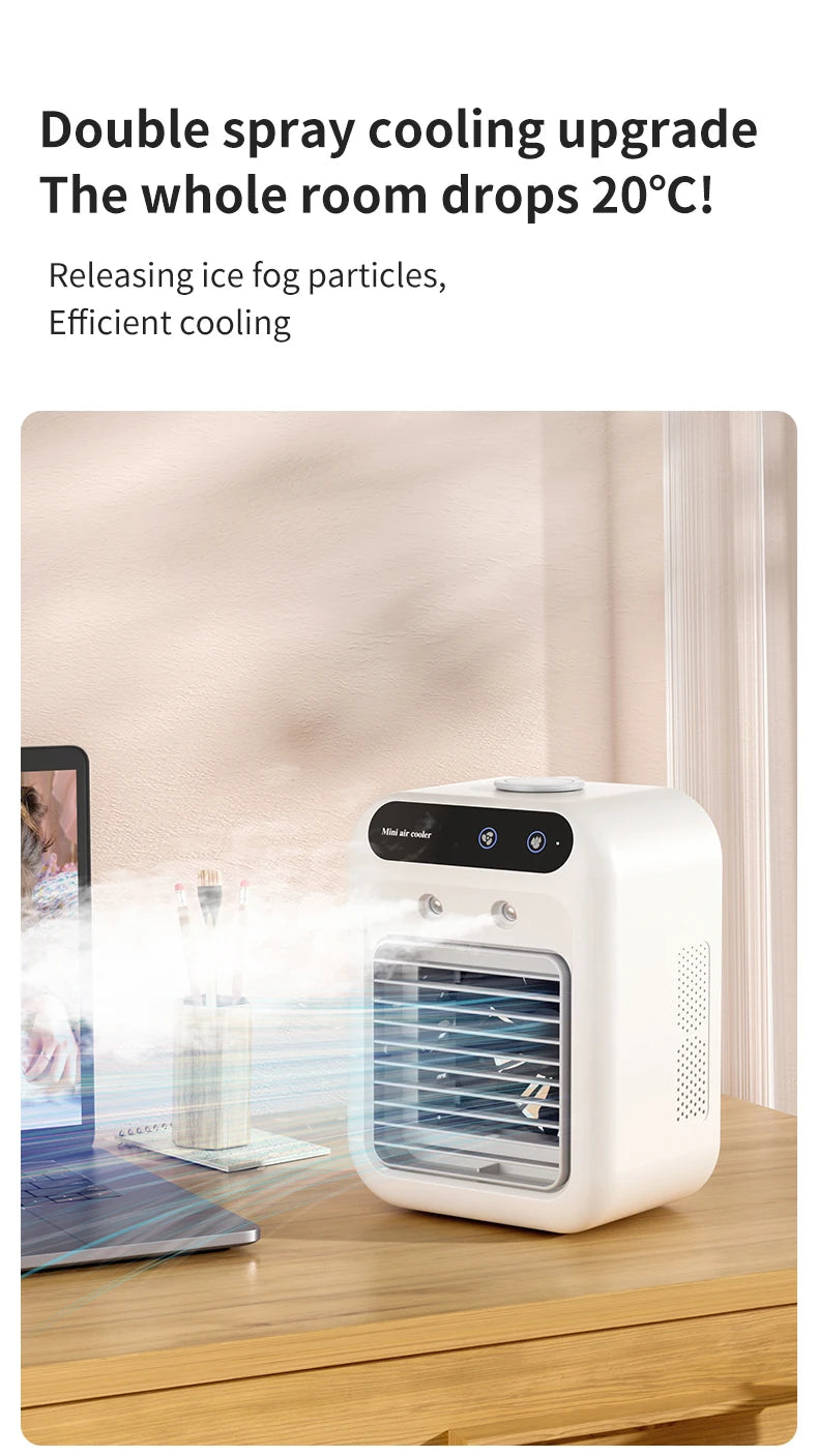 Desktop Air Cooler Personal Portable Fan with 2-Speeds Evaporative Air Cooler with 0.5L Water Tank Portable Cooler Fan for Home
