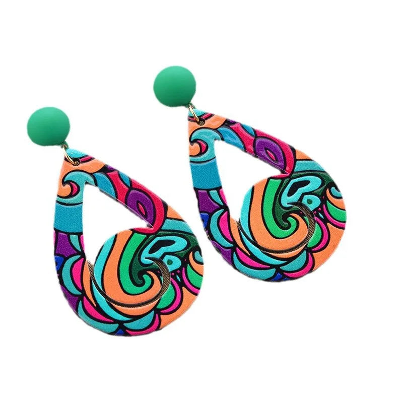 NISHIZAWA Colorful Design Earrings for Women Acrylic Water Drop Geometric Earrings