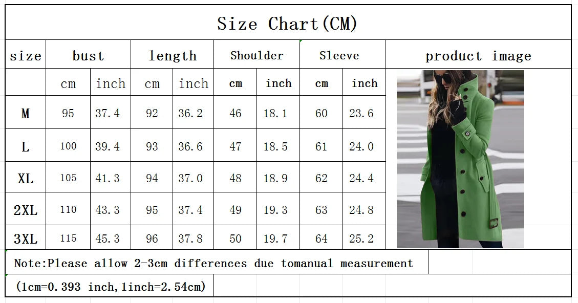 Women's Wool Blend Coat Winter Warm Single Breasted Jacket with Turn-down Collar Long Outerwear Female Clothing