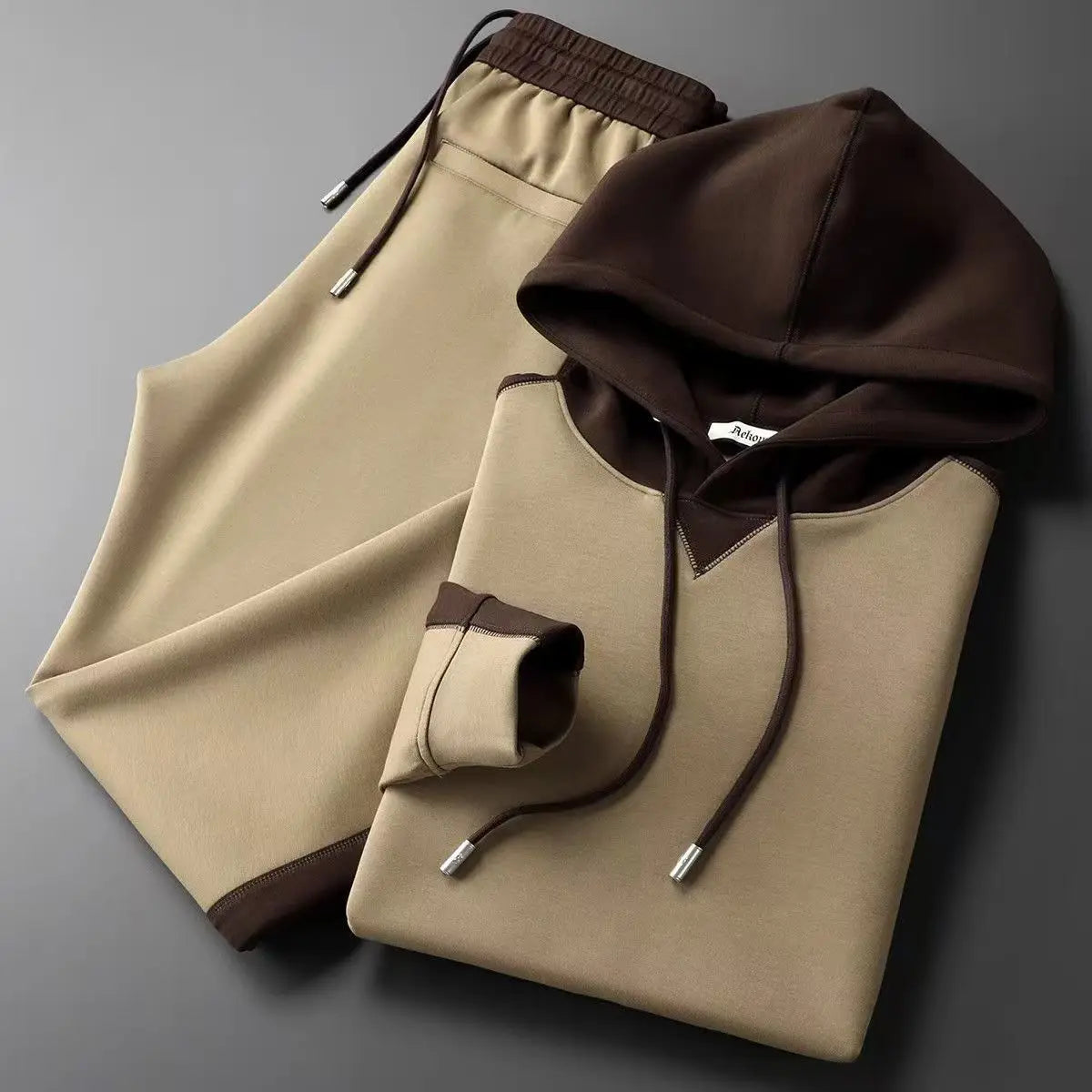 Spring Autumn Men's Light Casual Set Hooded Solid color Simple Luxury Fashion Trend Breathable Two-piece Set