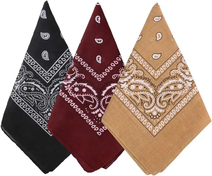 3 Pack Paisley Pattern Bandanas Face Mask Square Scarf Wristband Headwear Outdoor Sports Scarf Riding Camping Cycling Headscarf