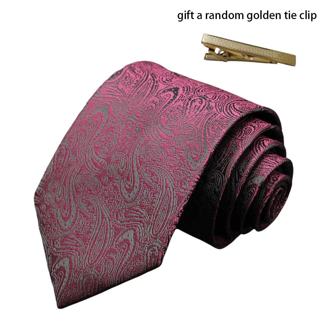 Men's Red Purple Plaid Tie stripe Handmade Woven Fashion Business Tie Geometric Style Polyester Silk Material for Wedding