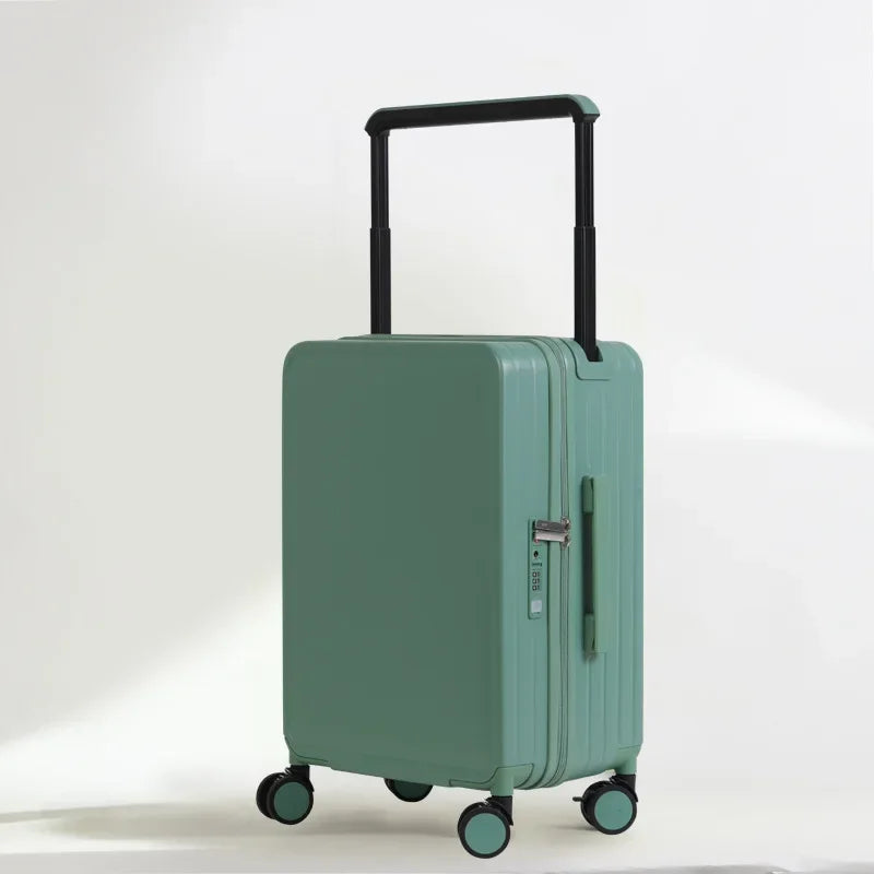 Wide Handle Front Opening Luggage Travel Bags Password Boarding Case 2025 Large Capacity Zipper Rolling Luggage Case