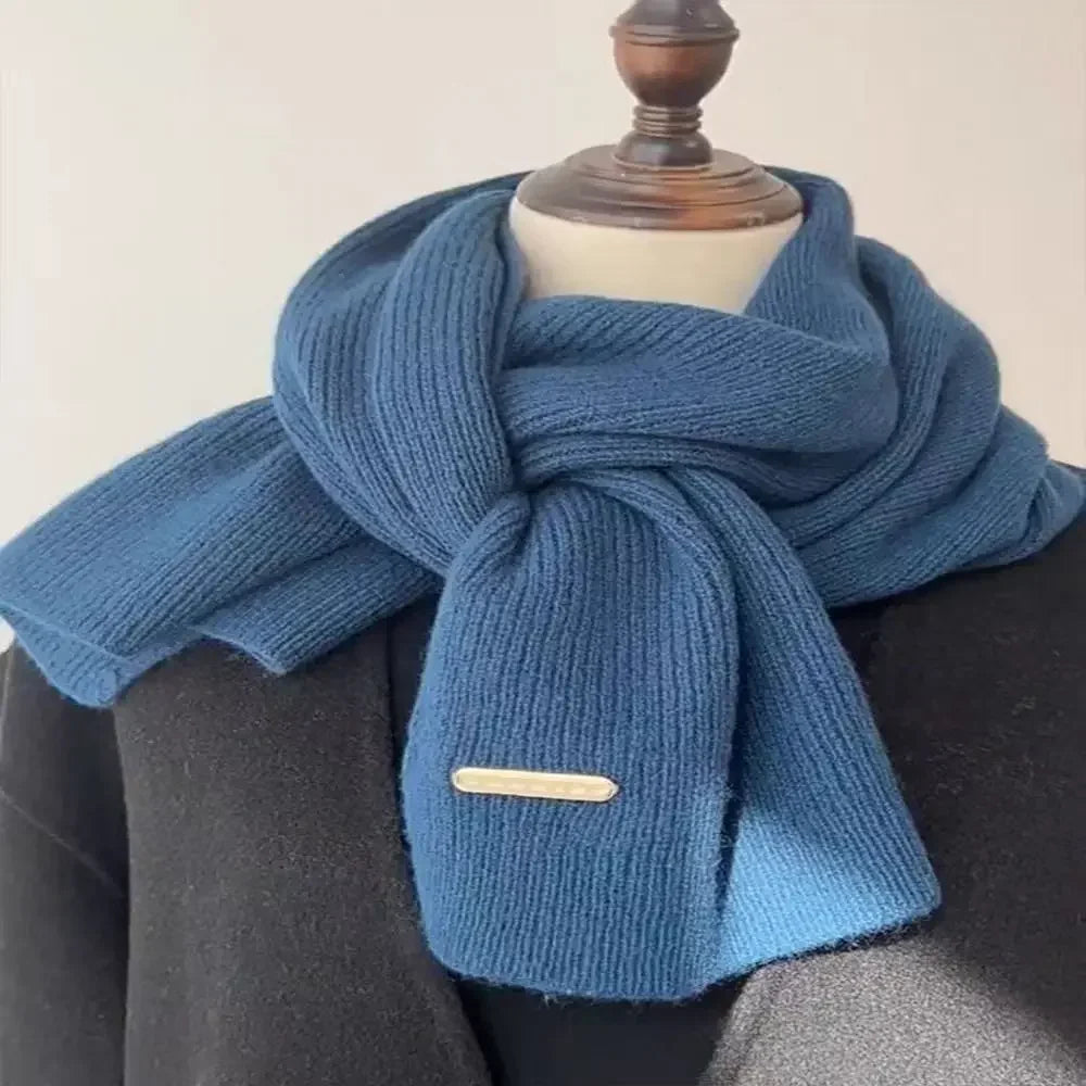Winter Warm Neckerchief Fake Collar Solid Color Cross Scarf Woolen Thicken Knit Scarf Neck Warmer Women Girls