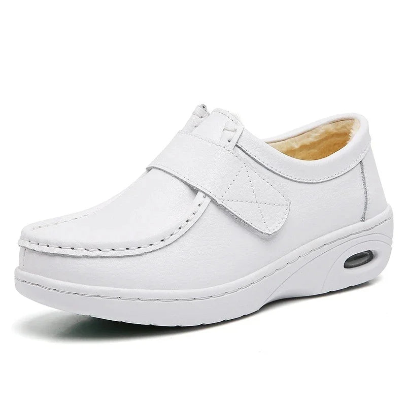 autumn and winter new fashion casual adult women's shoes Nurse shoes white flat leather fashion white  women shoes