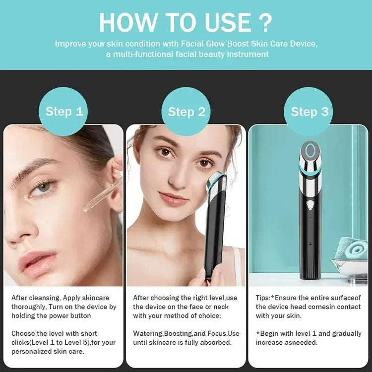Age-R Booster H Skin Care Facial Home Beauty Device Facial Skin Care Tools Anti Aging Microcurrent Lift Face Care Therapy