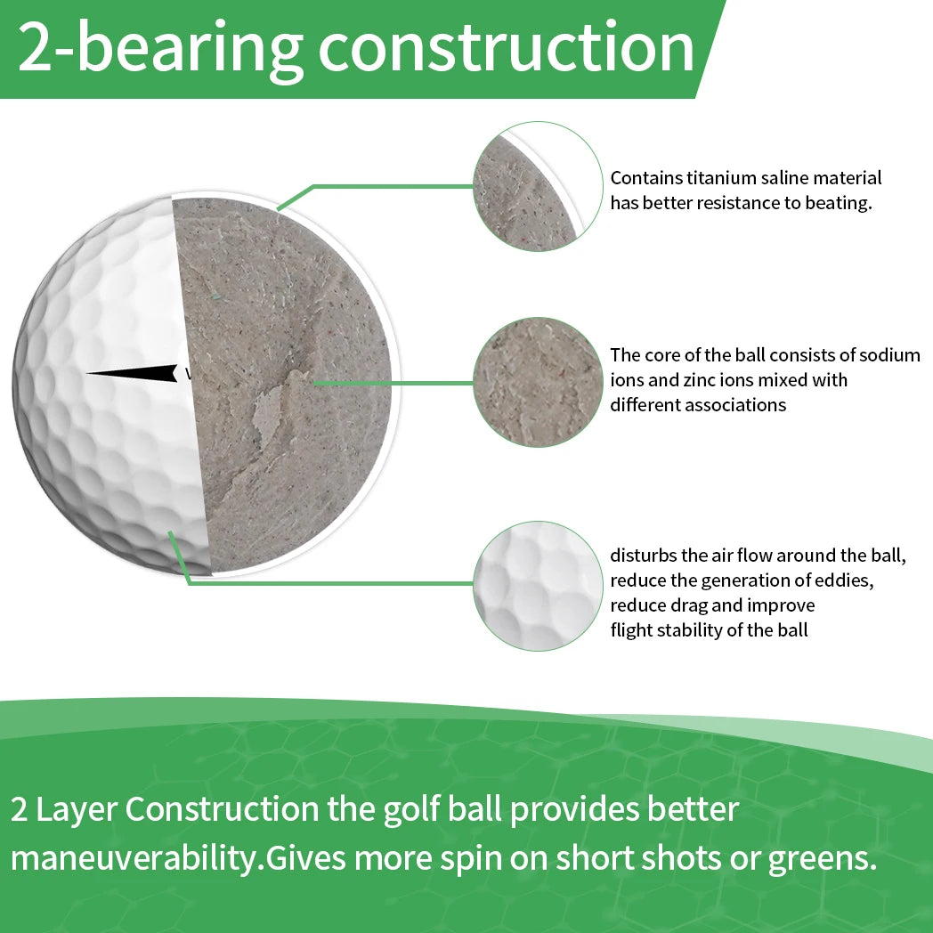 Caiton 50pcs 2-Layer Tournament Golf Balls, Soft Feel, Max Distance, Spin Control, Durable, Precision, Ideal for Training & Play