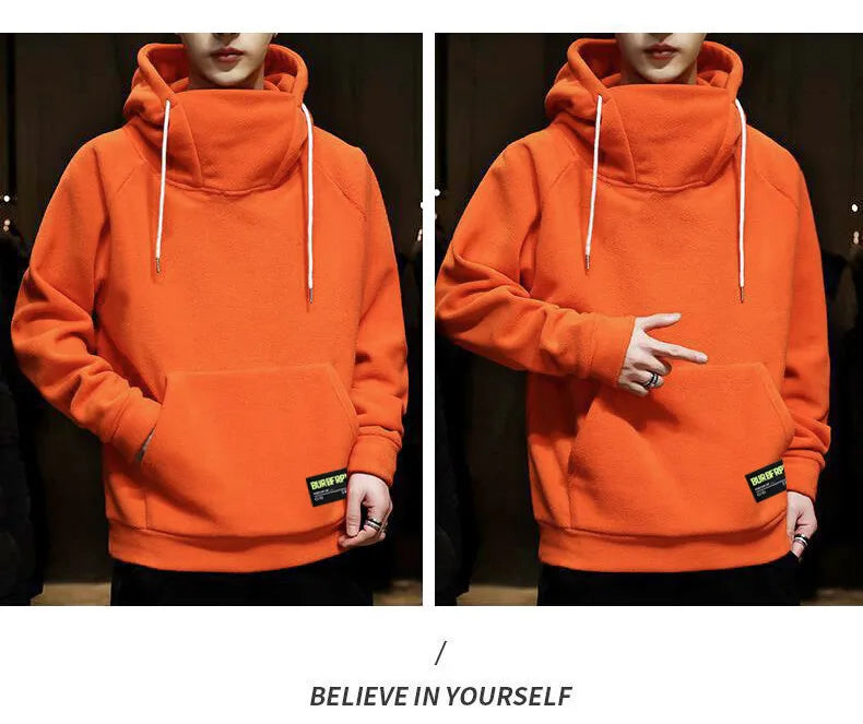 2026 Men's Thick Polar Fleece Sweatshirt Paired Couple Y2k Streetwear Autumn Winter Hood Sports Black Windproof Oversized Hoodie