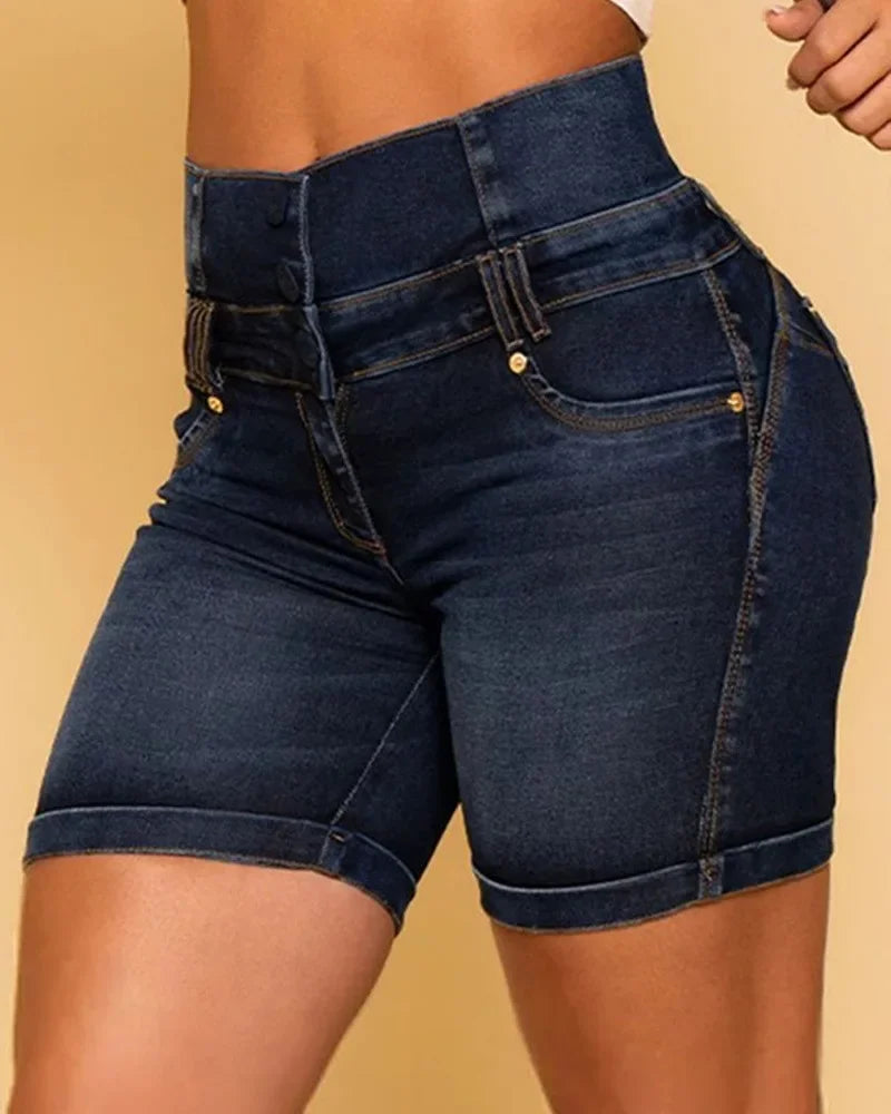 Y2K Clothing Women's Pants 2025 Spring Summer New Fashion Casual Versatile High Waist Pocket Design Denim Shorts Pantalon Femme
