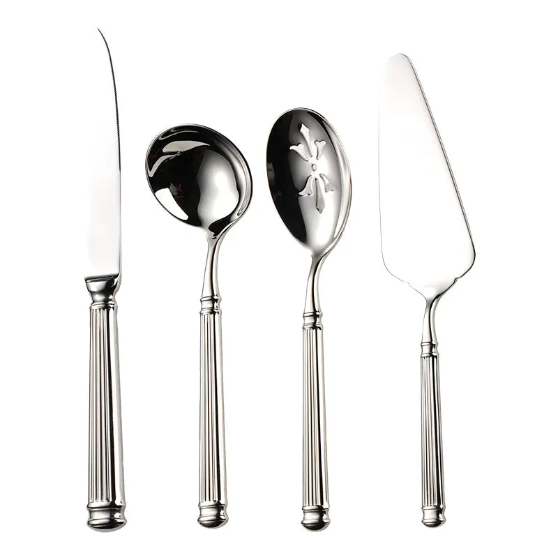High Value 420 Stainless Steel Roman Cutlery Set Public Spoon Fork Knives Silverware Western Hotel Table Decoration Luxury Gift