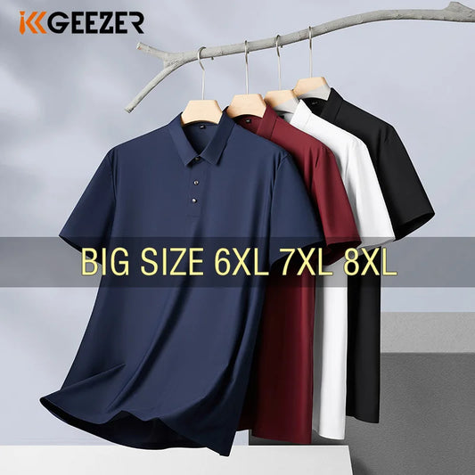 Men Polo Shirt Summer Cool Oversized 5XL 6XL 7XL 8XL Plus Size T Shirt 2024 Short Sleeve Breathable Thin Loose Fashion Male Soft