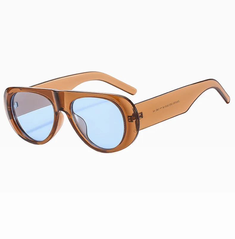 New Oval Sunglasses Women Men Stylish Brand Designer Geometric Sun Glasses Female Male Plastic Big Frame Outdoor Eyewear