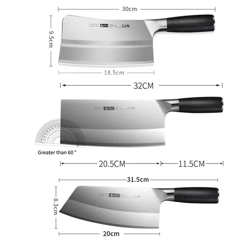 Professional Multi-Purpose Kitchen Knife Set,Chef'S Special Ultra-Sharp Meat Knife Cleaver Black Wood Handle Chopping Knife