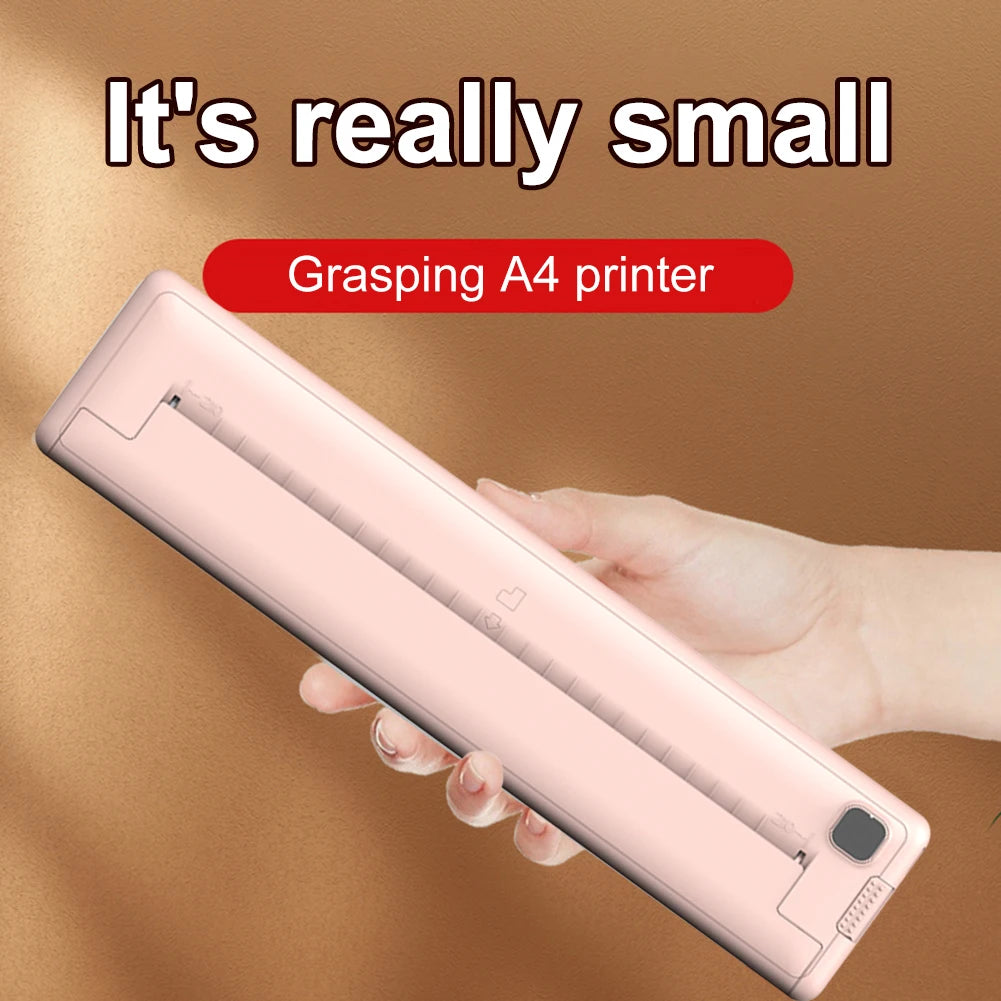 Portable Mini Thermal Printer Wireless Bluetooth A4 Paper Printer Built-in 1000mAh Battery Mini Pocket Printer for Journal Photo