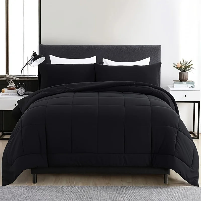 Full Size Bed Comforter Set Soft Breathable All Seasons Bedding with 2/3 pcs,1 Comforter And 1/2 Pillow Shams Machine Washable