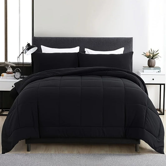 Full Size Bed Comforter Set Soft Breathable All Seasons Bedding with 2/3 pcs,1 Comforter And 1/2 Pillow Shams Machine Washable