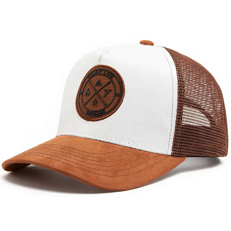 New round label letter grid baseball cap Spring and autumn outdoor men's and women's casual sunshade cap