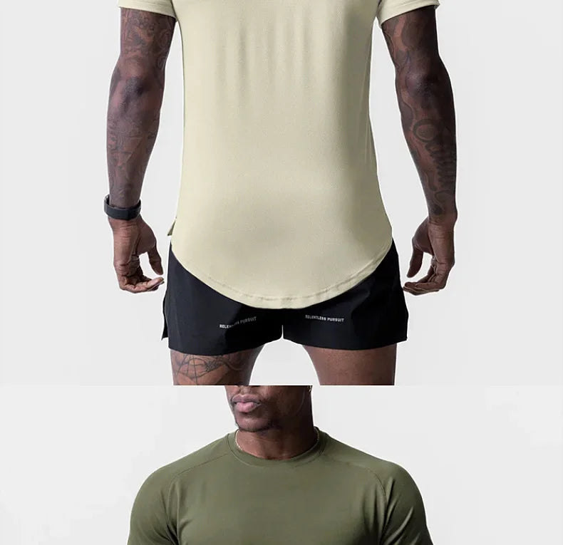 Men's Quick Dry Fitness T-Shirt Gym Running Sportswear Summer Breathable Workout Tee Bodybuilding Muscle Shirt Casual Activewear