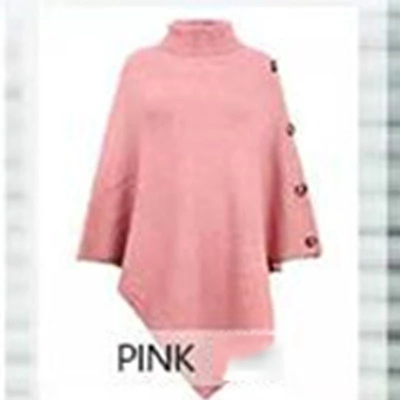 Fashion Winter Women Turtleneck Irregular Loose Pullover Shawl Cape Sweater Solid Color Autumn Knitted Long Tops Casual Clothing