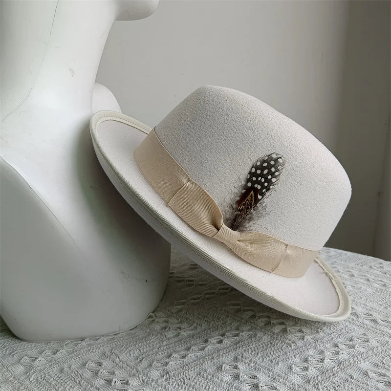 Green Retro Men's Spring Hat Unisex Men's Bow Women's Curved Brim Wide Brim Sun Hat Straw Hat Beach Hat sombrero hombre