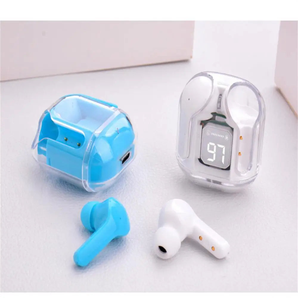 RYRA TWS Bluetooth 5.1 Earphones With Charging Box Wireless Headphone Stereo Sports Transparent Digital Display Earbuds Headsets