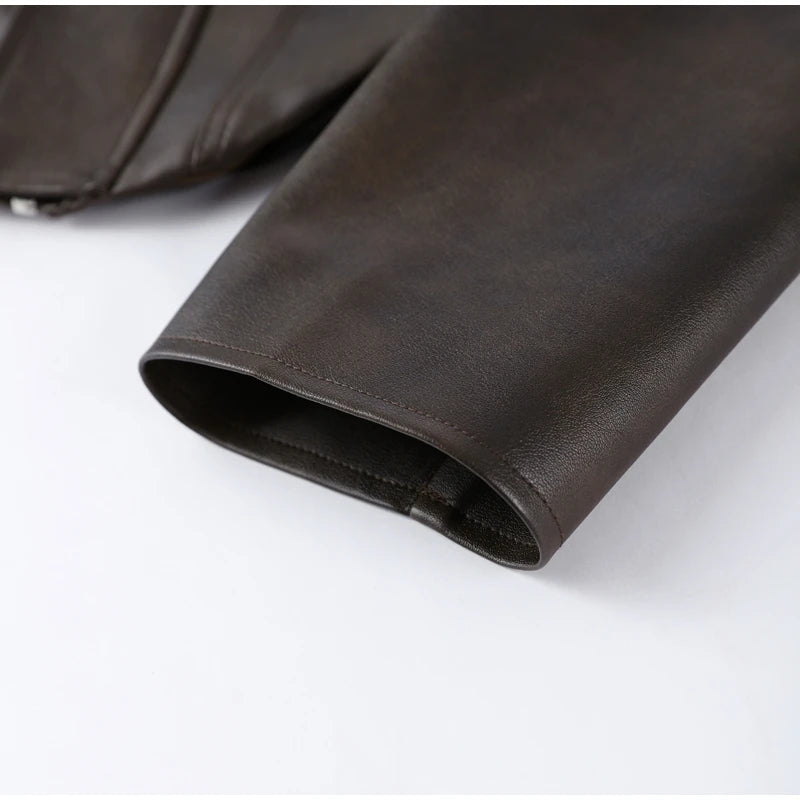 Fashion Lapel Leather Jacket Women's Full Sleeve Slim Solid Zippers Coat 2026 Spring New Lady Edgy Casual High Street Outerwear