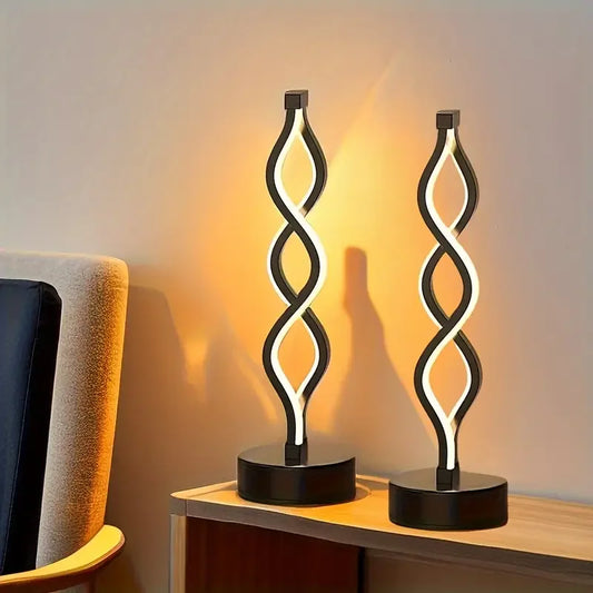 Modern LED Table Lamp Creative Spiral Table Light Soft Light Protection for Eyes 3 Color Dimming for Home Office Night Light