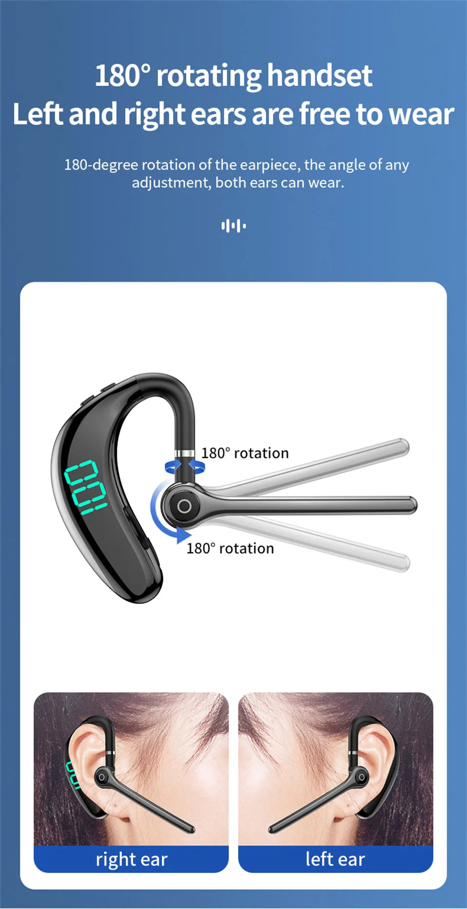 Wireless Bluetooth Headphones With Microphone Earphones Handsfree Noise Canceling Headset For Talking Business Driving Audifonos
