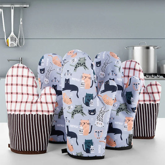 Heat Resistant Microwave Oven Mitts Gloves Anti Scald Insulation Non Slip Kitchen Baking Tools
