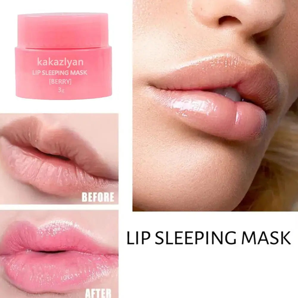 Pack Of 2 Strawberry Lip Balm Moisturizing Jelly Lip Mask Anti-Cracking Fades Lips Lines Nourishing Lipsticks Base Lip Skin Care